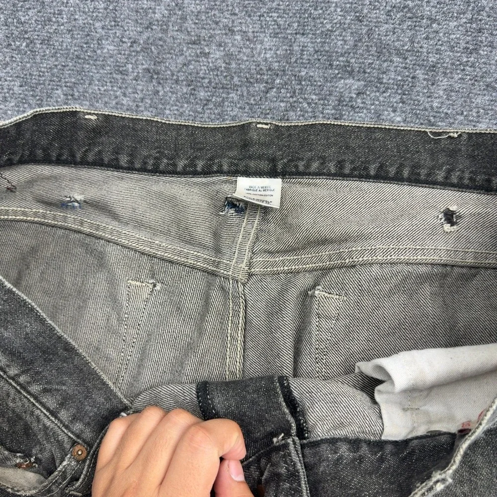 Vintage Guess Jeans Men 42 Black Cotton Distressed Faded Denim Grunge Style